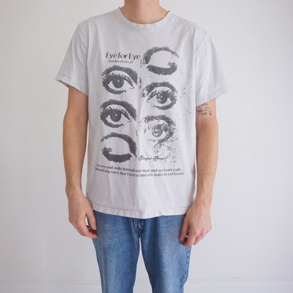 Vintage '90s Funeral White Black Eye For Eye Exodus 21:23-27 T-Shirt Large - Picture 1 of 9